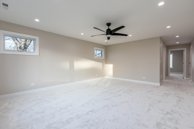 616 Glendale Rd, Glenview, IL 60025 - spare room with visible vents, recessed lighting, baseboards, and light carpet