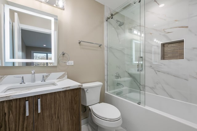 616 Glendale Rd, Glenview, IL 60025 - full bathroom with vanity, bath / shower combo with glass door, visible vents, and toilet