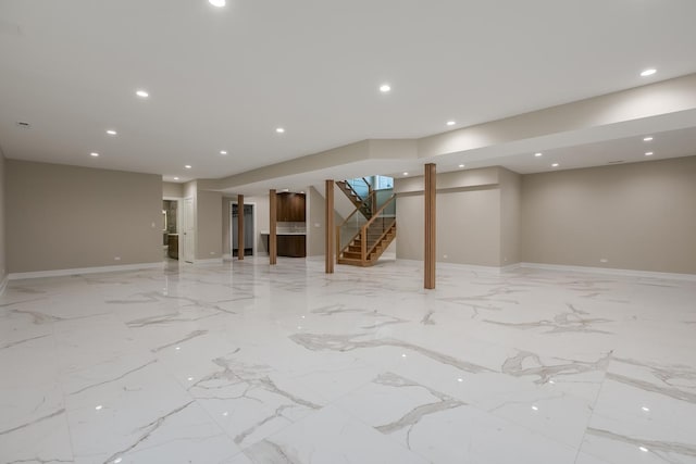 616 Glendale Rd, Glenview, IL 60025 - finished basement featuring stairs, recessed lighting, and baseboards