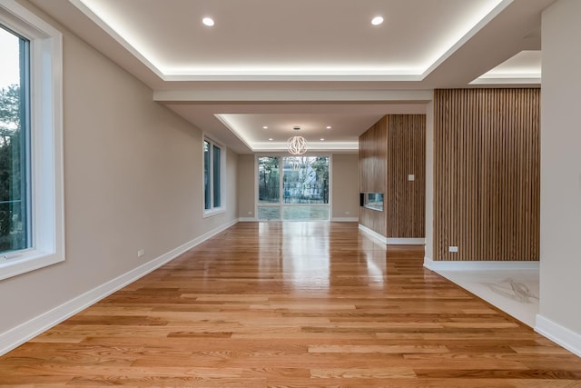 616 Glendale Rd, Glenview, IL 60025 - interior space featuring recessed lighting, light wood finished floors, baseboards, and a tray ceiling