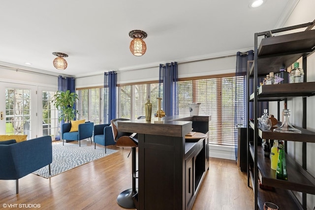 30 Rue Foret, Lake Forest, IL 60045 - dining space with crown molding, healthy amount of natural light, wood finished floors, and recessed lighting
