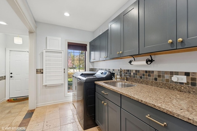 30 Rue Foret, Lake Forest, IL 60045 - laundry room with washing machine and clothes dryer, baseboards, cabinet space, and recessed lighting