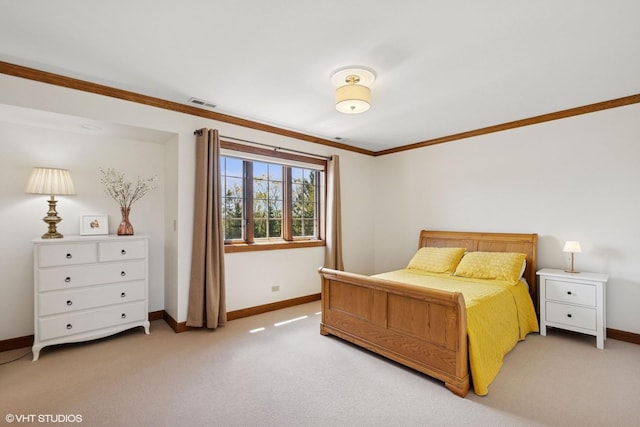 30 Rue Foret, Lake Forest, IL 60045 - bedroom featuring baseboards, light carpet, and crown molding