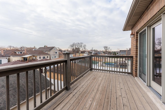 deck with a residential view