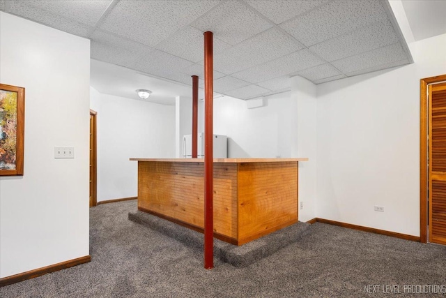 46W306 Woodview Pkwy, Hampshire, IL 60140 - indoor dry bar with carpet, baseboards, refrigerator, and a drop ceiling