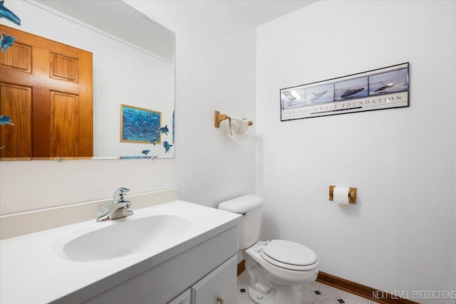 46W306 Woodview Pkwy, Hampshire, IL 60140 - half bathroom featuring vanity, toilet, and baseboards