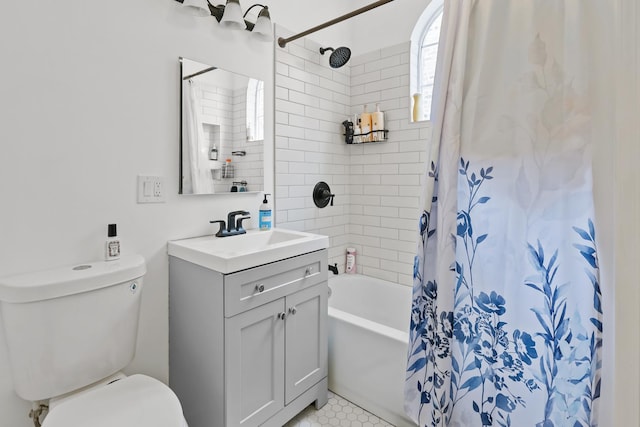 3237 W Cortez St, Chicago, IL 60651 - full bathroom with toilet, shower / bath combination with curtain, and vanity