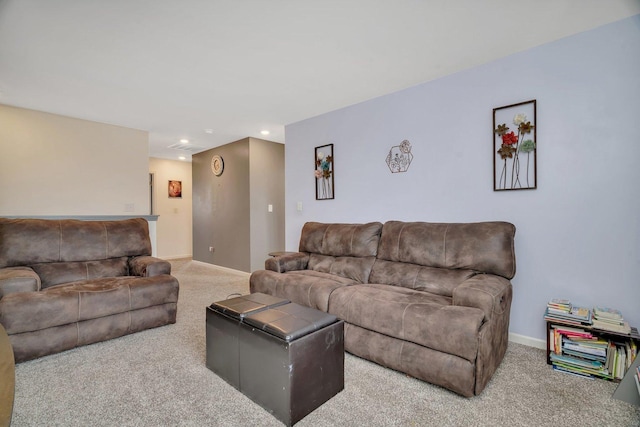 1825 Spencer Way, Shorewood, IL 60404 - living room featuring carpet, baseboards, visible vents, and recessed lighting