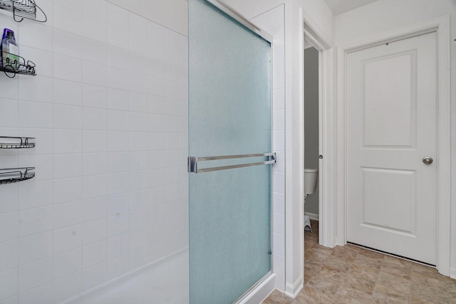 1825 Spencer Way, Shorewood, IL 60404 - full bath with toilet, baseboards, and a shower stall