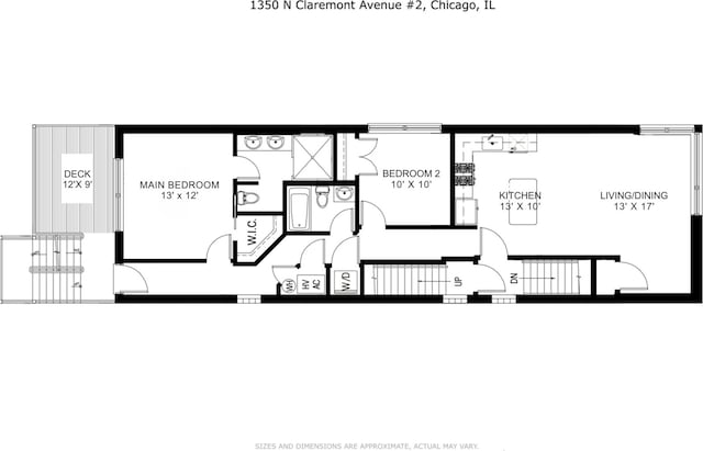 1350 N Claremont Ave Unit 2, Chicago, IL 60622 - property floor plan