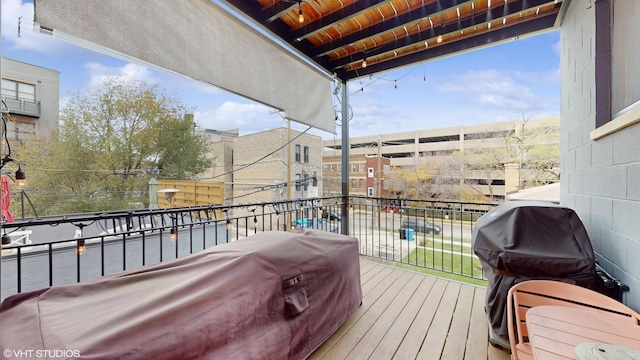 1350 N Claremont Ave Unit 2, Chicago, IL 60622 - wooden terrace with area for grilling