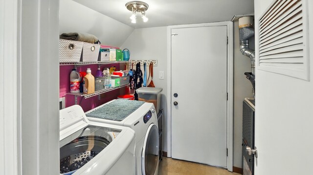 clothes washing area featuring laundry area and independent washer and dryer