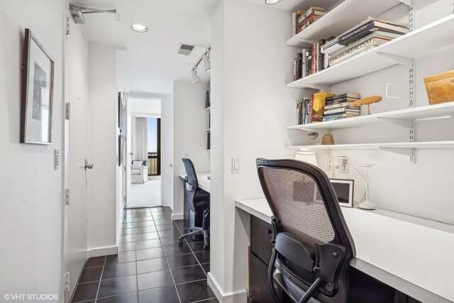 2314 N Lincoln Park W Unit 8-9S, Chicago, IL 60614 - office with dark tile patterned flooring, baseboards, recessed lighting, and visible vents