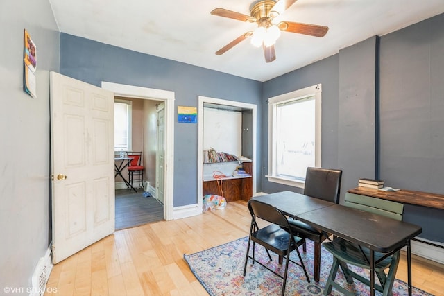 7422 S Kimbark Ave, Chicago, IL 60619 - office space with baseboards, light wood-type flooring, and ceiling fan