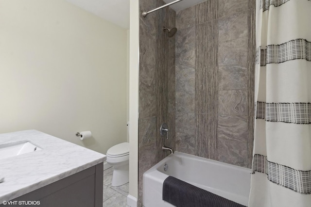 4250 Saratoga Ave Unit 301, Downers Grove, IL 60515 - bathroom featuring toilet, tile patterned floors, shower / bath combination with curtain, and vanity