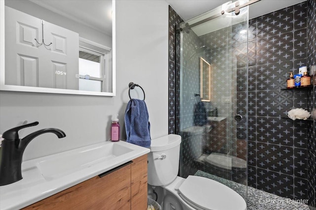 8015 S Carrolton Ct, Hanover Park, IL 60133 - full bath featuring vanity, toilet, and a tile shower