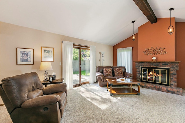 2206 Highland Dr, Sycamore, IL 60178 - carpeted living area with a brick fireplace