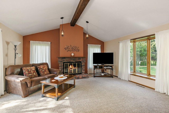 2206 Highland Dr, Sycamore, IL 60178 - living room with carpet floors, a brick fireplace, and baseboards