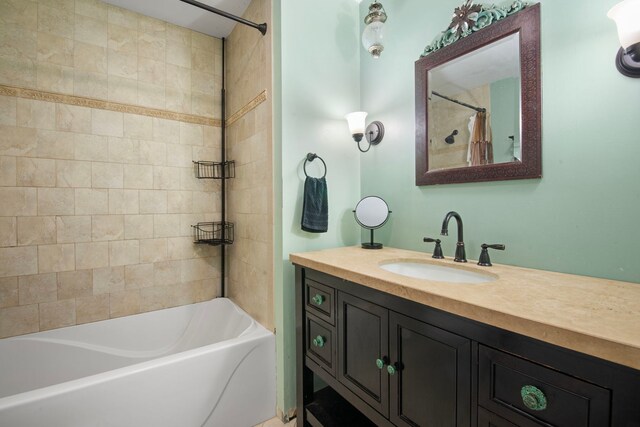 full bathroom with shower / bath combo and vanity
