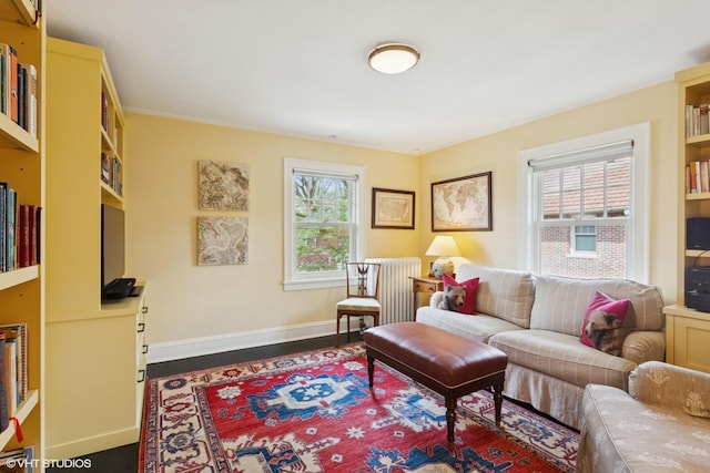 2334 Central Park Ave, Evanston, IL 60201 - interior space with baseboards, wood finished floors, and radiator heating unit