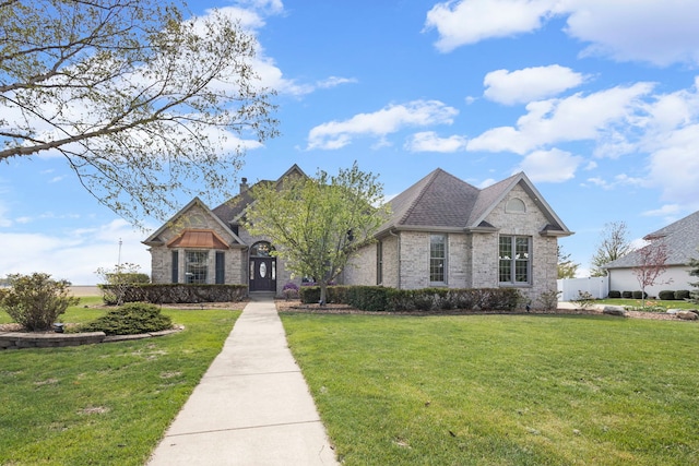 400 Rock Creek Dr, Manteno, IL 60950 - view of front of property with brick siding, stone siding, and a front yard