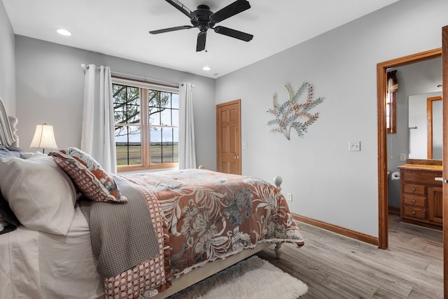 400 Rock Creek Dr, Manteno, IL 60950 - bedroom with recessed lighting, baseboards, ceiling fan, and wood finished floors