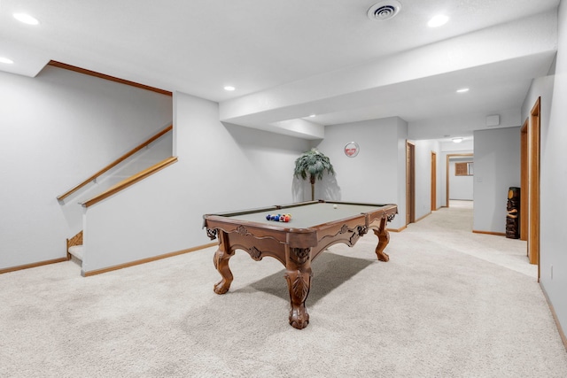 400 Rock Creek Dr, Manteno, IL 60950 - recreation room featuring visible vents, recessed lighting, and carpet floors