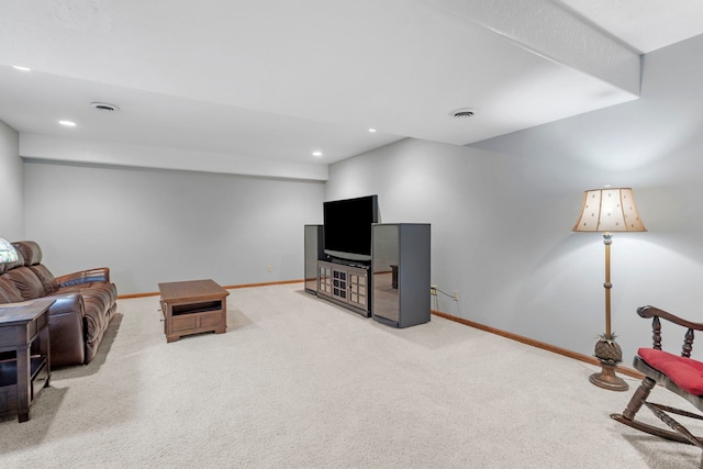 400 Rock Creek Dr, Manteno, IL 60950 - living room featuring carpet floors, baseboards, and recessed lighting