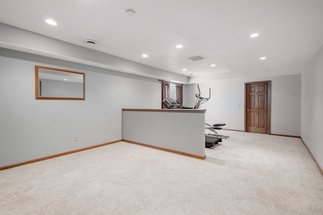 400 Rock Creek Dr, Manteno, IL 60950 - exercise area with baseboards, recessed lighting, carpet floors, and visible vents