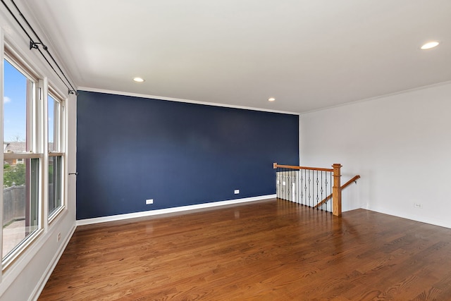 705 Old Mill Grove Rd, Lake Zurich, IL 60047 - empty room with baseboards, ornamental molding, recessed lighting, and wood finished floors