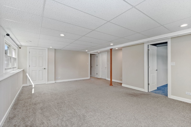 705 Old Mill Grove Rd, Lake Zurich, IL 60047 - below grade area with recessed lighting, carpet, and a paneled ceiling