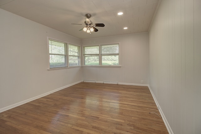 14521 S Naperville Rd, Plainfield, IL 60544 - empty room with hardwood / wood-style flooring, plenty of natural light, ceiling fan, and recessed lighting