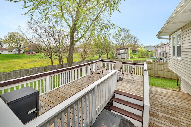 629 Sheffield Ln, Bolingbrook, IL 60440 - deck with a fenced backyard and a yard