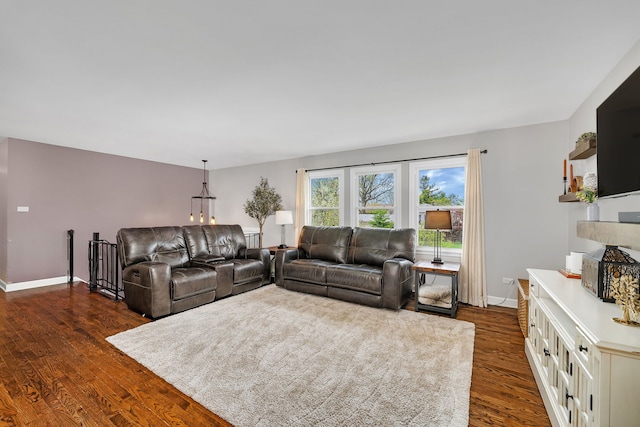 629 Sheffield Ln, Bolingbrook, IL 60440 - living area featuring baseboards and dark wood finished floors