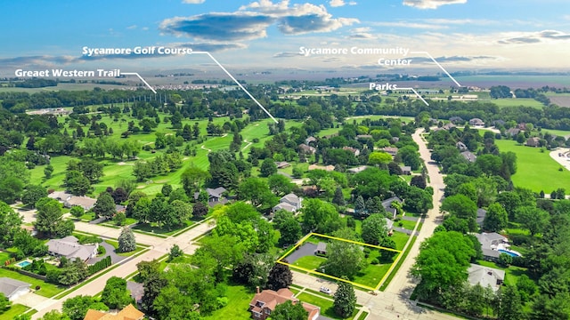 726 Parkside Dr, Sycamore, IL 60178 - aerial view of property and surrounding area with property boundaries highlighted