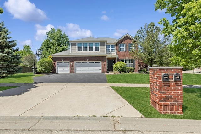203 Tonell Ave, New Lenox, IL 60451 - traditional home with a front yard, driveway, brick siding, and a garage