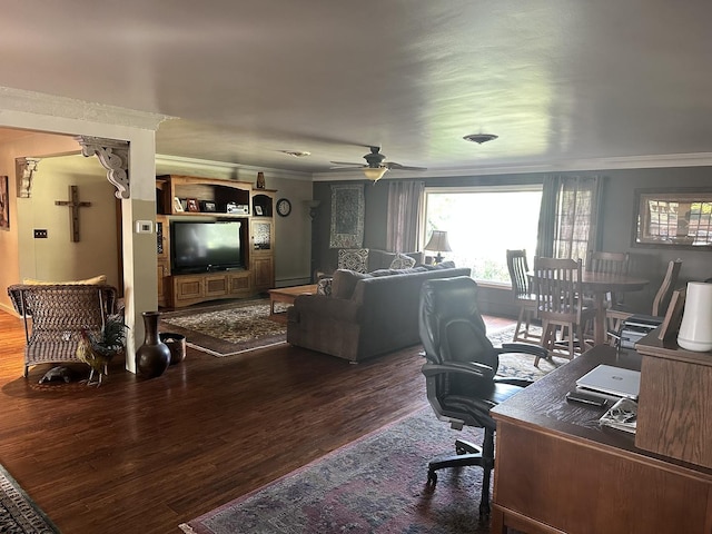 436 E Seminary Ave, Onarga, IL 60955 - office space with crown molding, wood finished floors, and ceiling fan