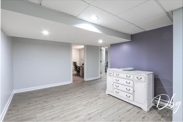 395 Magnolia Ave, Gurnee, IL 60031 - interior space with recessed lighting, baseboards, a paneled ceiling, and light wood finished floors