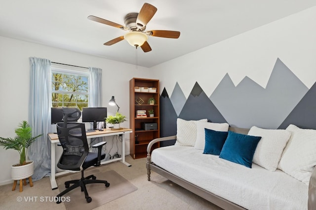 69 N Idlewild Ave, Mundelein, IL 60060 - home office featuring ceiling fan and carpet