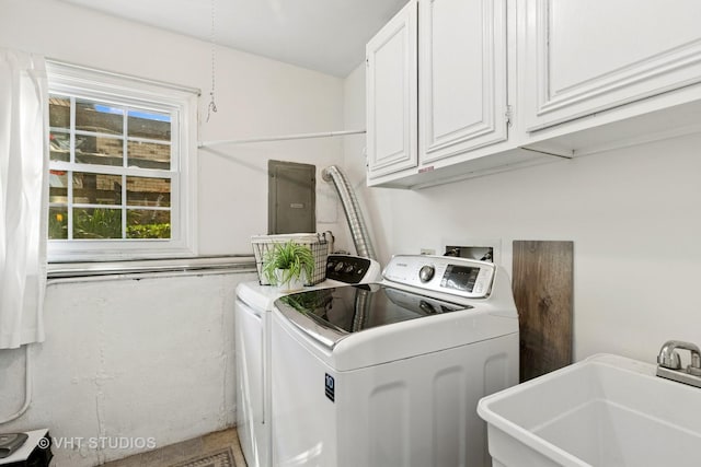 69 N Idlewild Ave, Mundelein, IL 60060 - laundry area with washing machine and clothes dryer, cabinet space, and electric panel