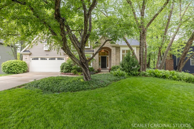 645 Rosewood Dr, West Chicago, IL 60185 - obstructed view of property featuring brick siding, concrete driveway, and a front lawn
