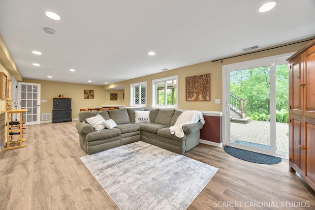 645 Rosewood Dr, West Chicago, IL 60185 - living room featuring light wood-type flooring, baseboards, and recessed lighting