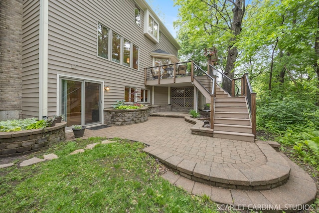 645 Rosewood Dr, West Chicago, IL 60185 - back of house with stairs, a deck, and a patio area