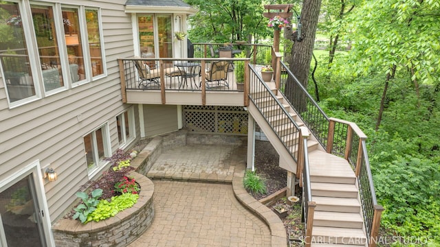 645 Rosewood Dr, West Chicago, IL 60185 - wooden deck featuring stairway and a patio