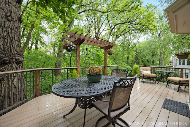 645 Rosewood Dr, West Chicago, IL 60185 - wooden terrace with outdoor dining area and a pergola