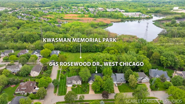 645 Rosewood Dr, West Chicago, IL 60185 - aerial view of residential area featuring a nearby body of water