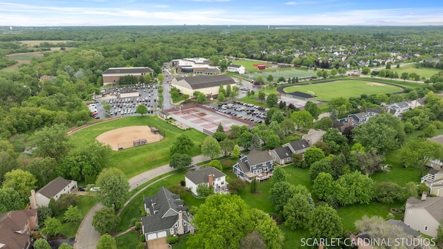 645 Rosewood Dr, West Chicago, IL 60185 - aerial view of property's location with nearby suburban area and a heavily wooded area