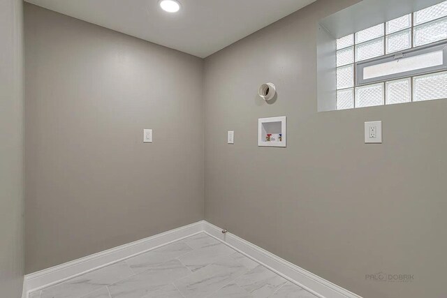 3048 E 80th St, Chicago, IL 60617 - washroom with laundry area, baseboards, hookup for a washing machine, marble finish floor, and recessed lighting