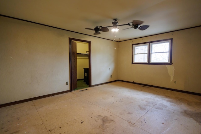 2214 N Bur Oak Ct, Bonfield, IL 60913 - unfurnished room with baseboards, ceiling fan, and visible vents
