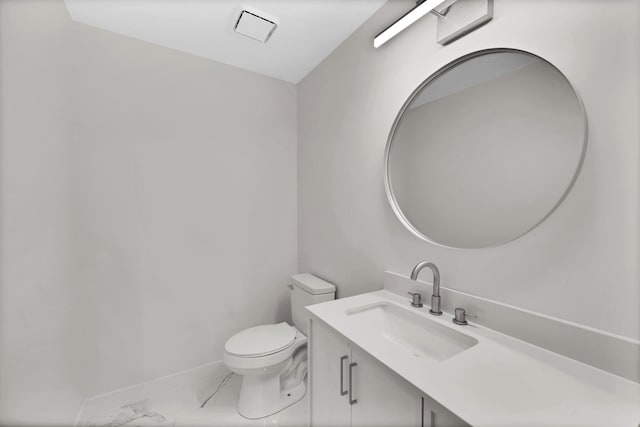 17247 Lakebrook Dr, Orland Park, IL 60467 - bathroom featuring vanity, toilet, marble finish floor, baseboards, and visible vents